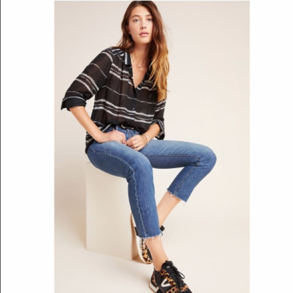 Cloth & Stone Black Milou Striped Buttondown